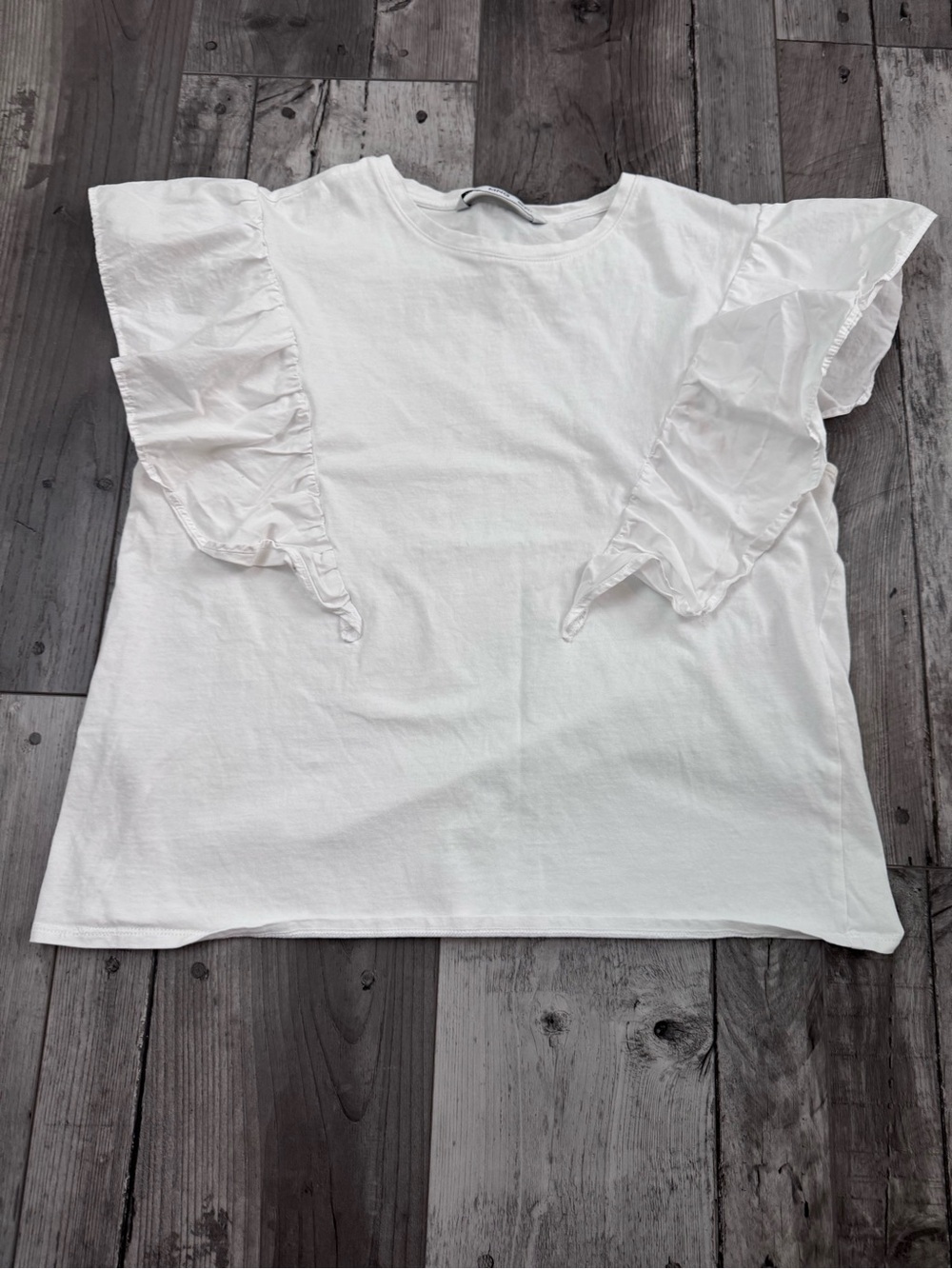 Mango MNG Blouse top Ruffle Detail sleeveless Cotton White Elevated Basic Large